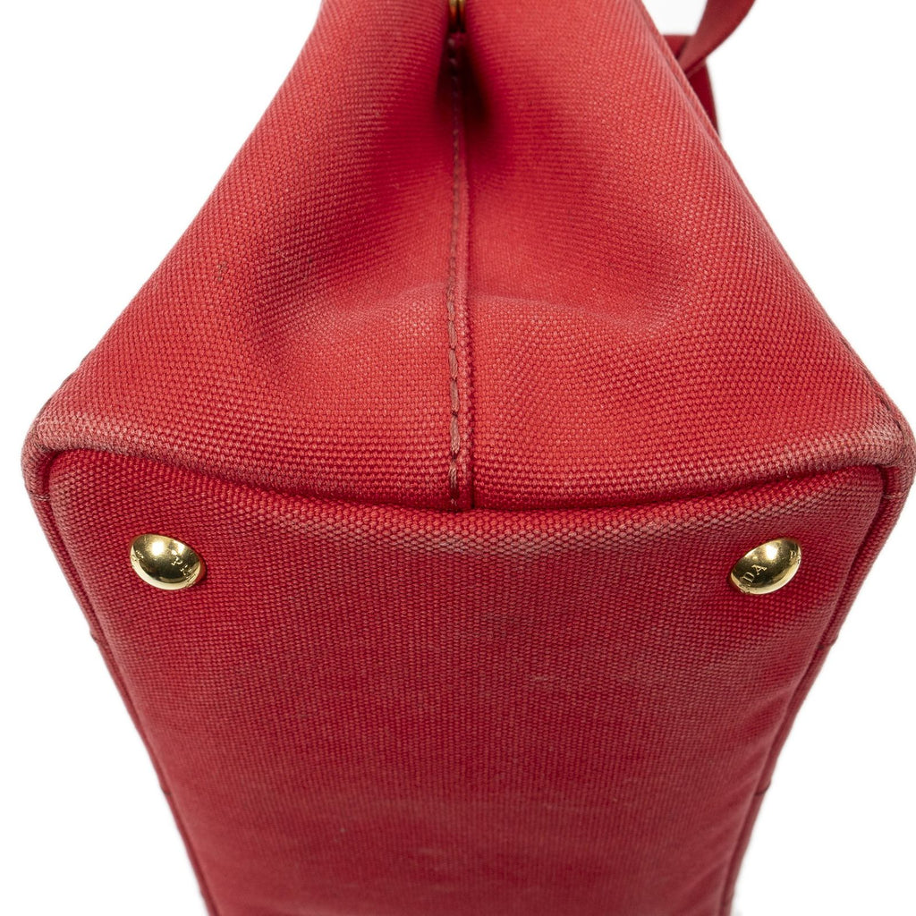 Prada Canapa Small Tote Red Canvas — view 7
