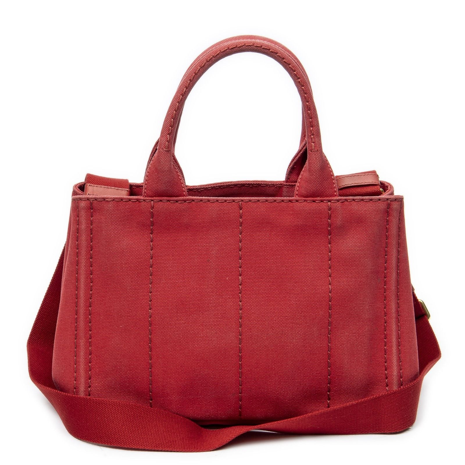 Prada Canapa Small Tote Red Canvas — view 5