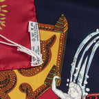 Hermes Scarf Navy 100% Gold Twill Silk — view 5