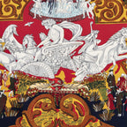Hermes Scarf Navy 100% Gold Twill Silk — view 8