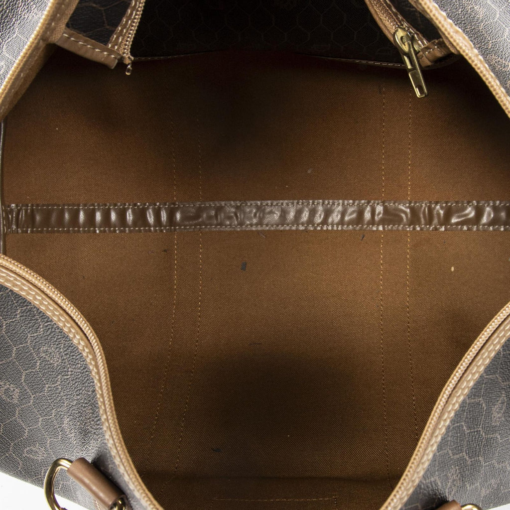 Dior Vintage Travel Boston Dark Gray Brown Honeycomb Canvas Shoulder — view 9