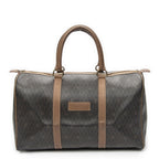 Dior Vintage Travel Boston Dark Gray Brown Honeycomb Canvas Shoulder