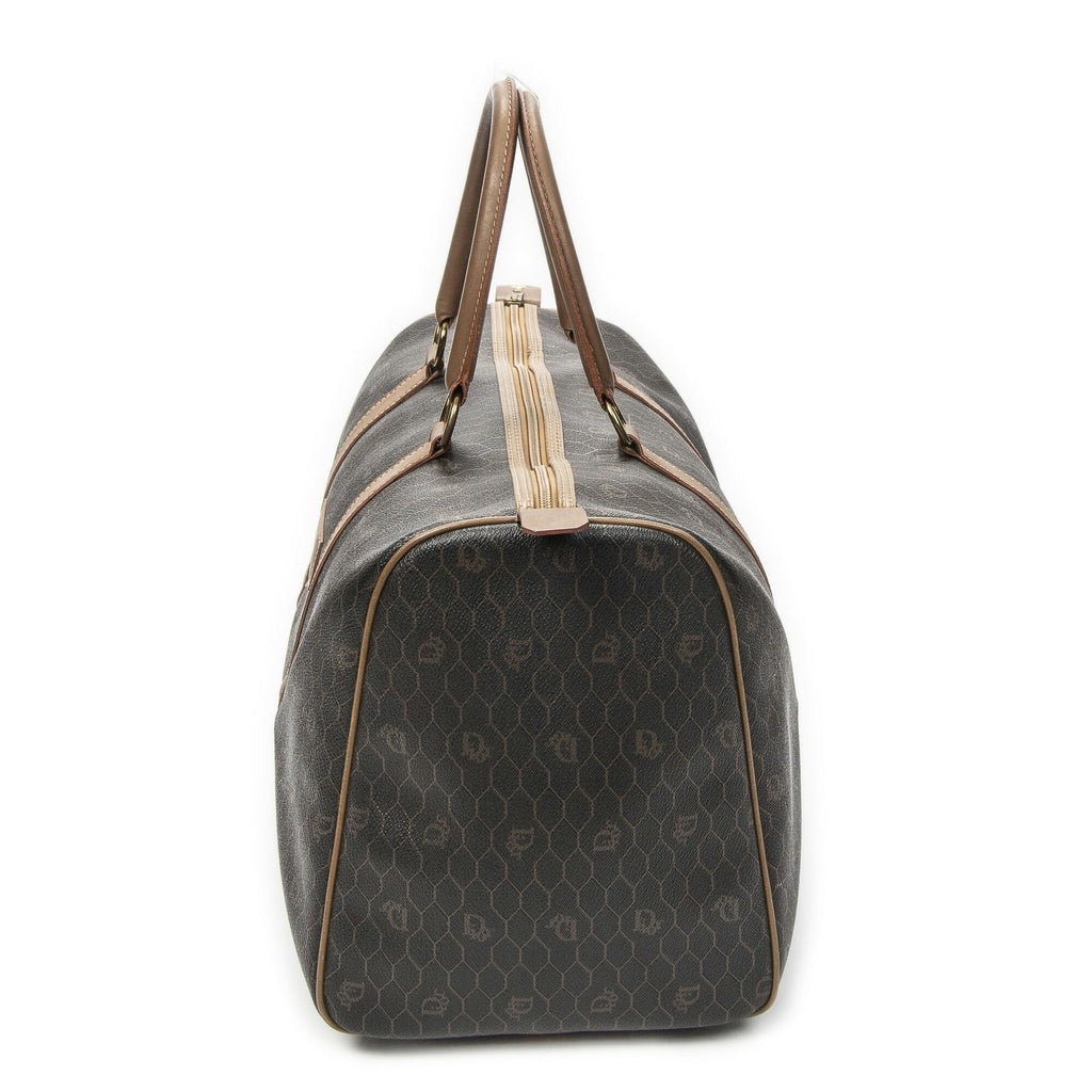 Dior Vintage Travel Boston Dark Gray Brown Honeycomb Canvas Shoulder — view 3