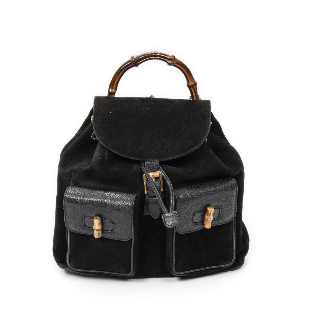 Gucci Rajibanbu Backpack Black Suede Leather