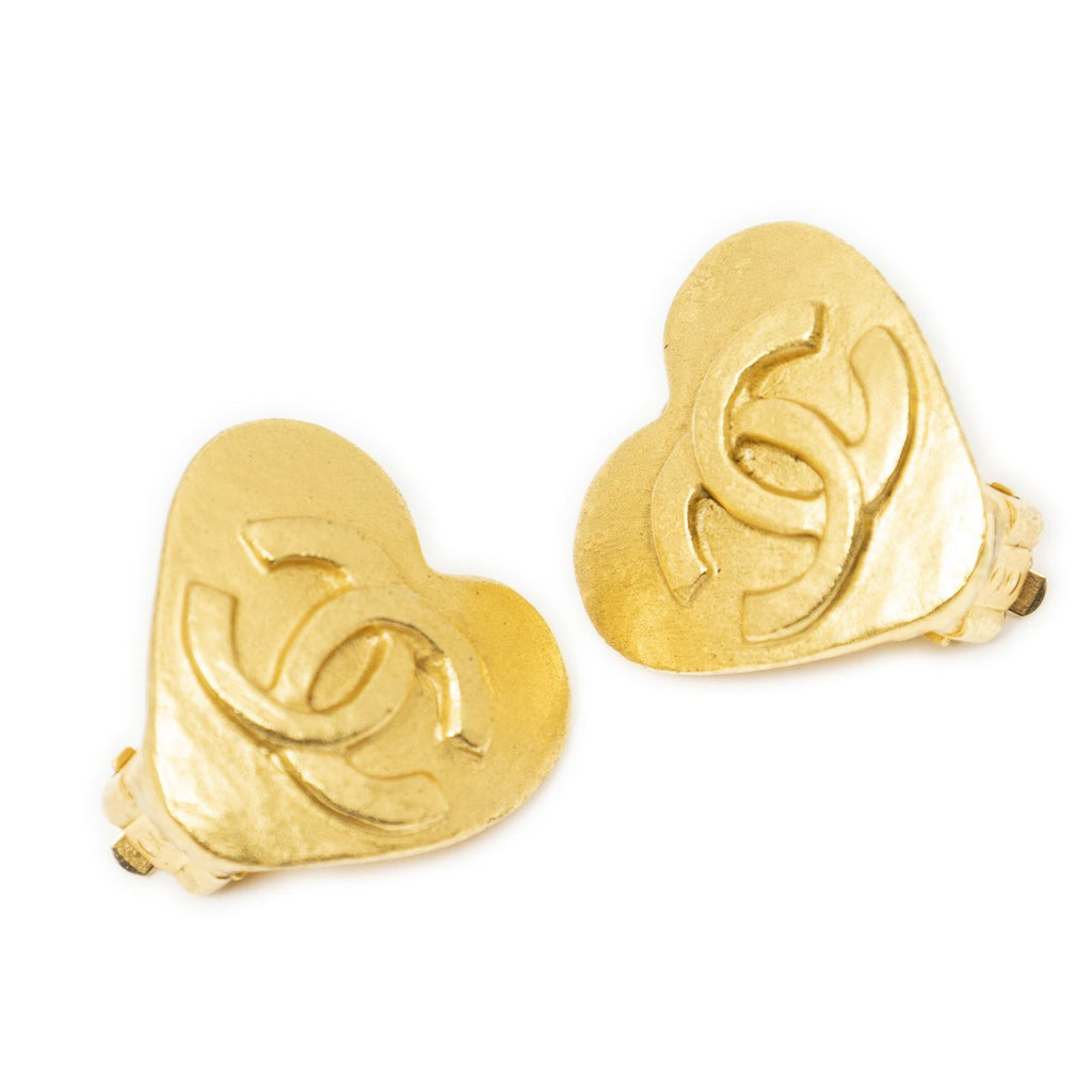 Chanel CC Logo Heart Clip Type Necklace Gold Plated