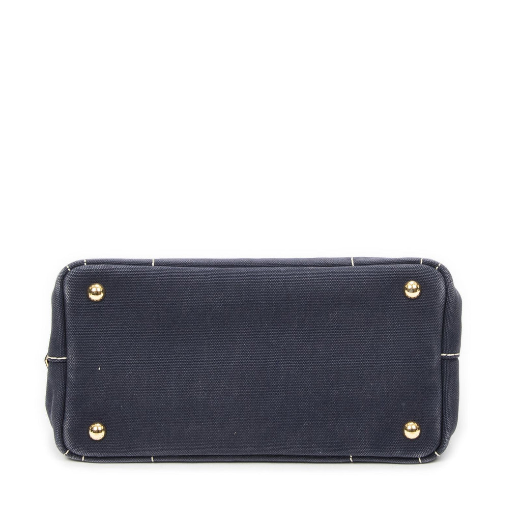 Prada Canapa Small Tote Navy Canvas — view 6