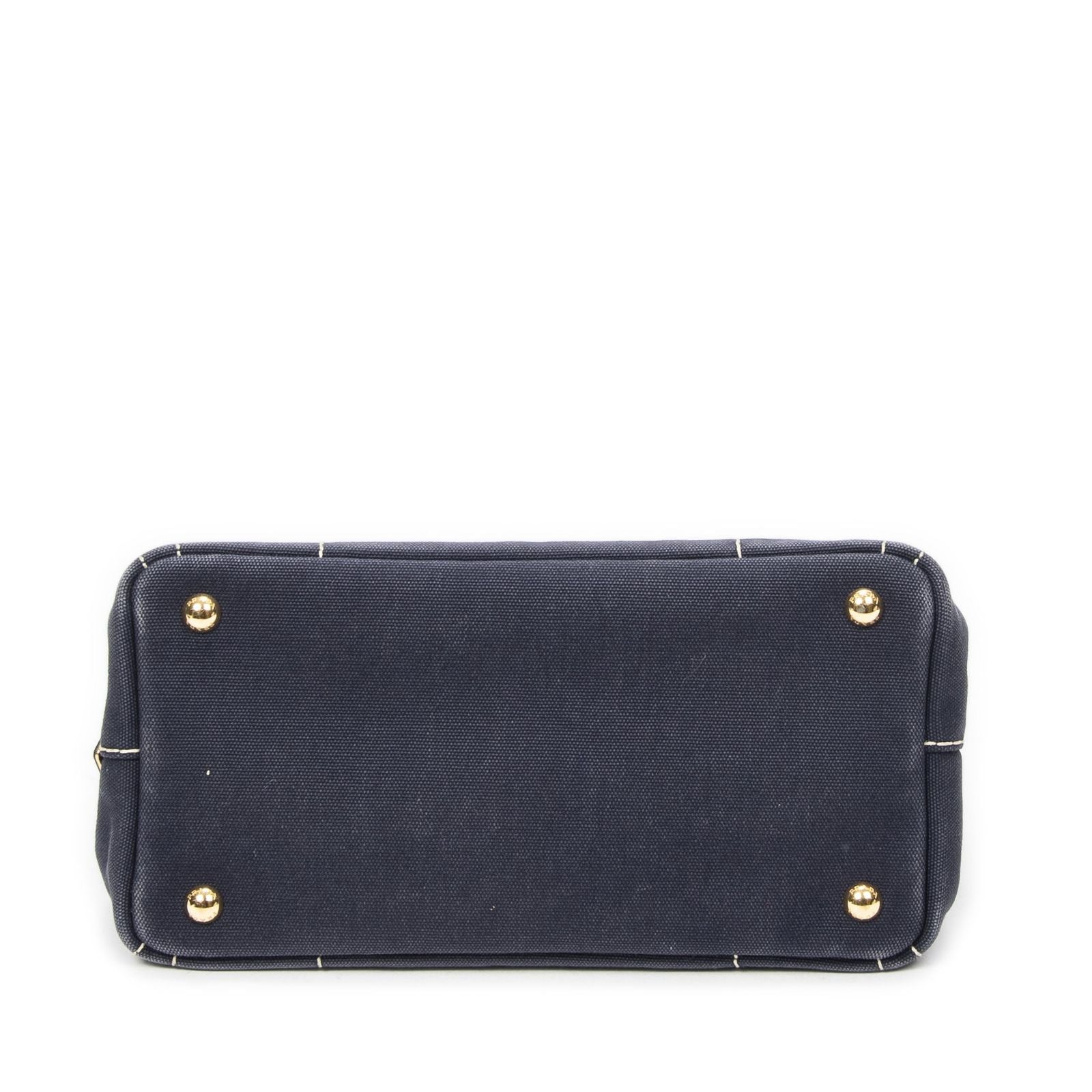 Prada Canapa Small Tote Navy Canvas — view 6