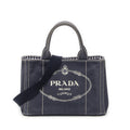 Prada Canapa Small Tote Navy Canvas