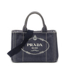 Prada Canapa Small Tote Navy Canvas