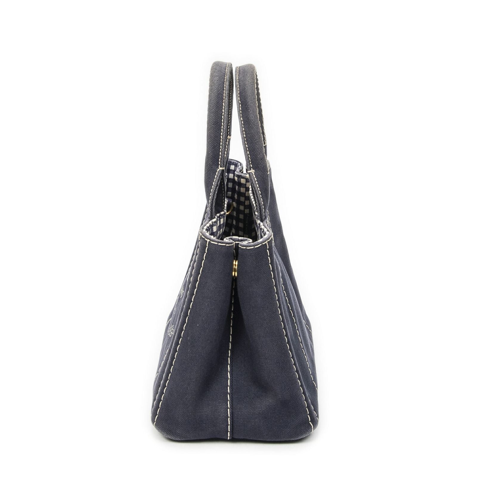 Prada Canapa Small Tote Navy Canvas — view 3