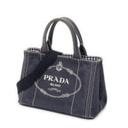 Prada Canapa Small Tote Navy Canvas — view 2
