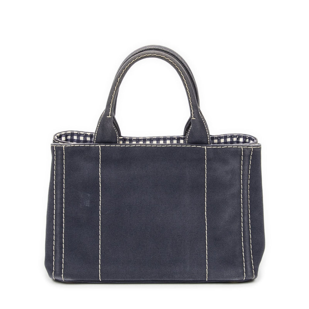 Prada Canapa Small Tote Navy Canvas — view 5