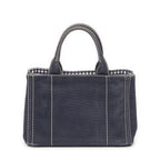 Prada Canapa Small Tote Navy Canvas — view 5