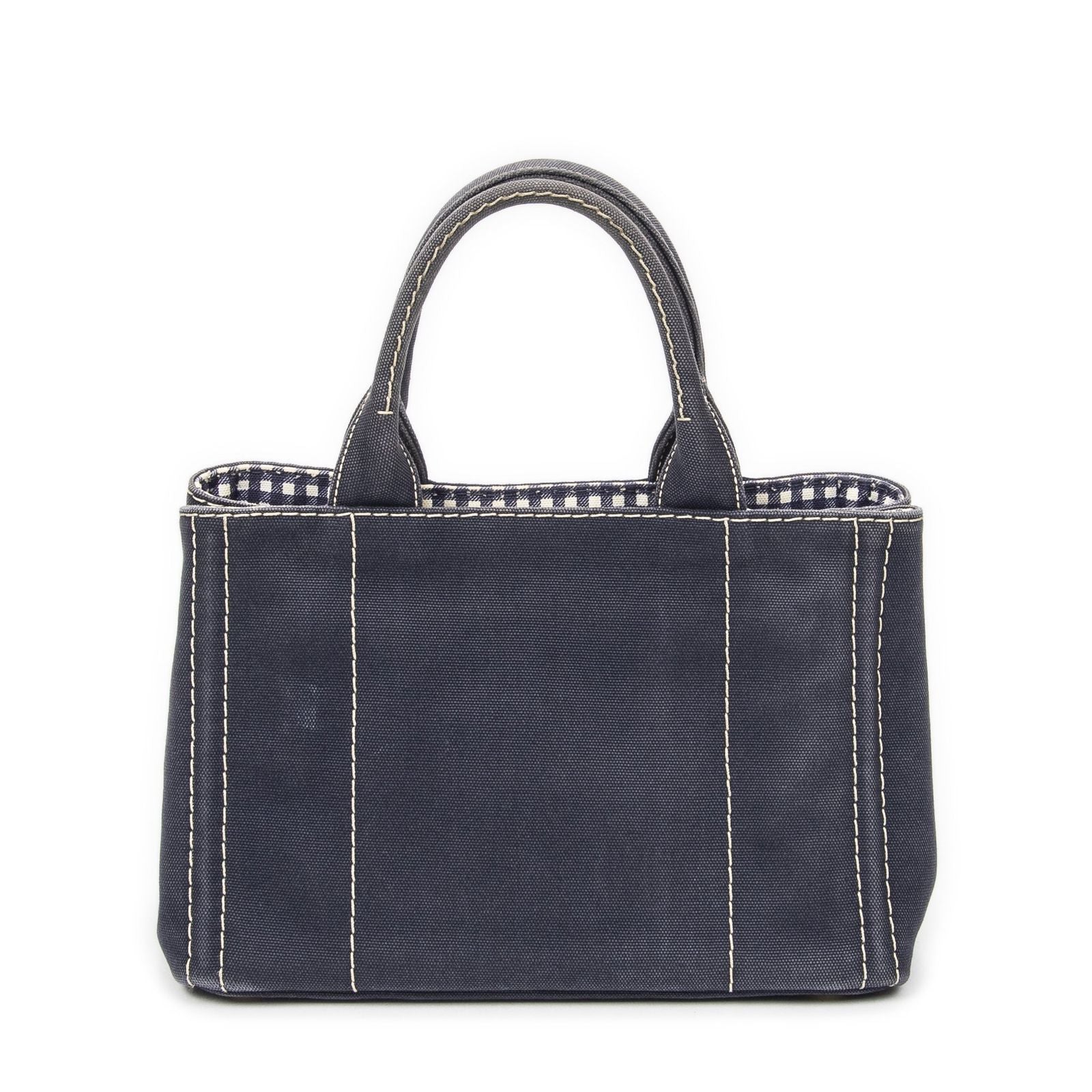Prada Canapa Small Tote Navy Canvas — view 5