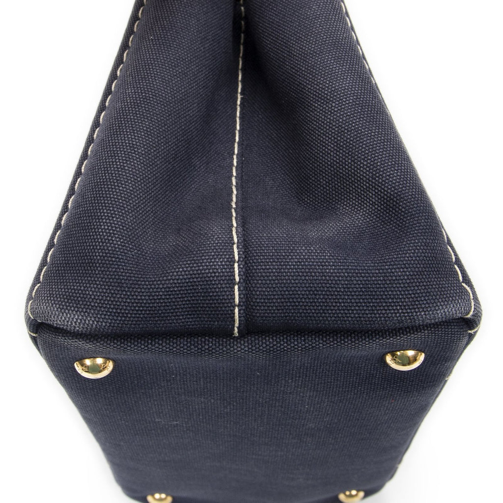 Prada Canapa Small Tote Navy Canvas — view 8