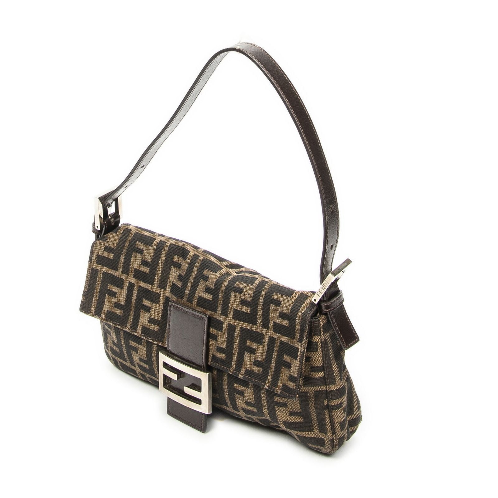 Fendi Baguette Brown Black Zucca Canvas Messenger — view 2
