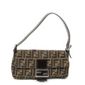 Fendi Baguette Brown Black Zucca Canvas Messenger