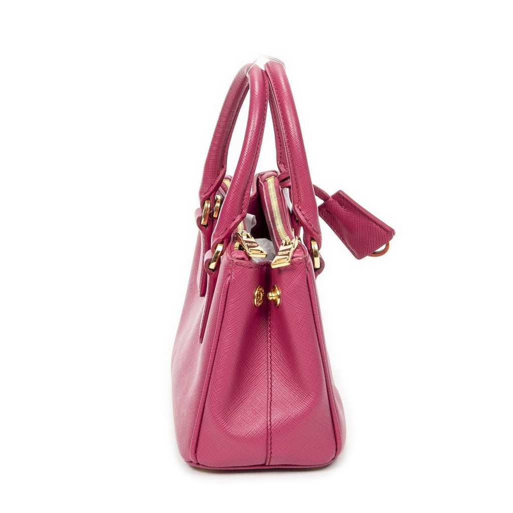 Prada Large Double Zip Galleria Tote Fuchsia Pink Saffiano Leather — view 4