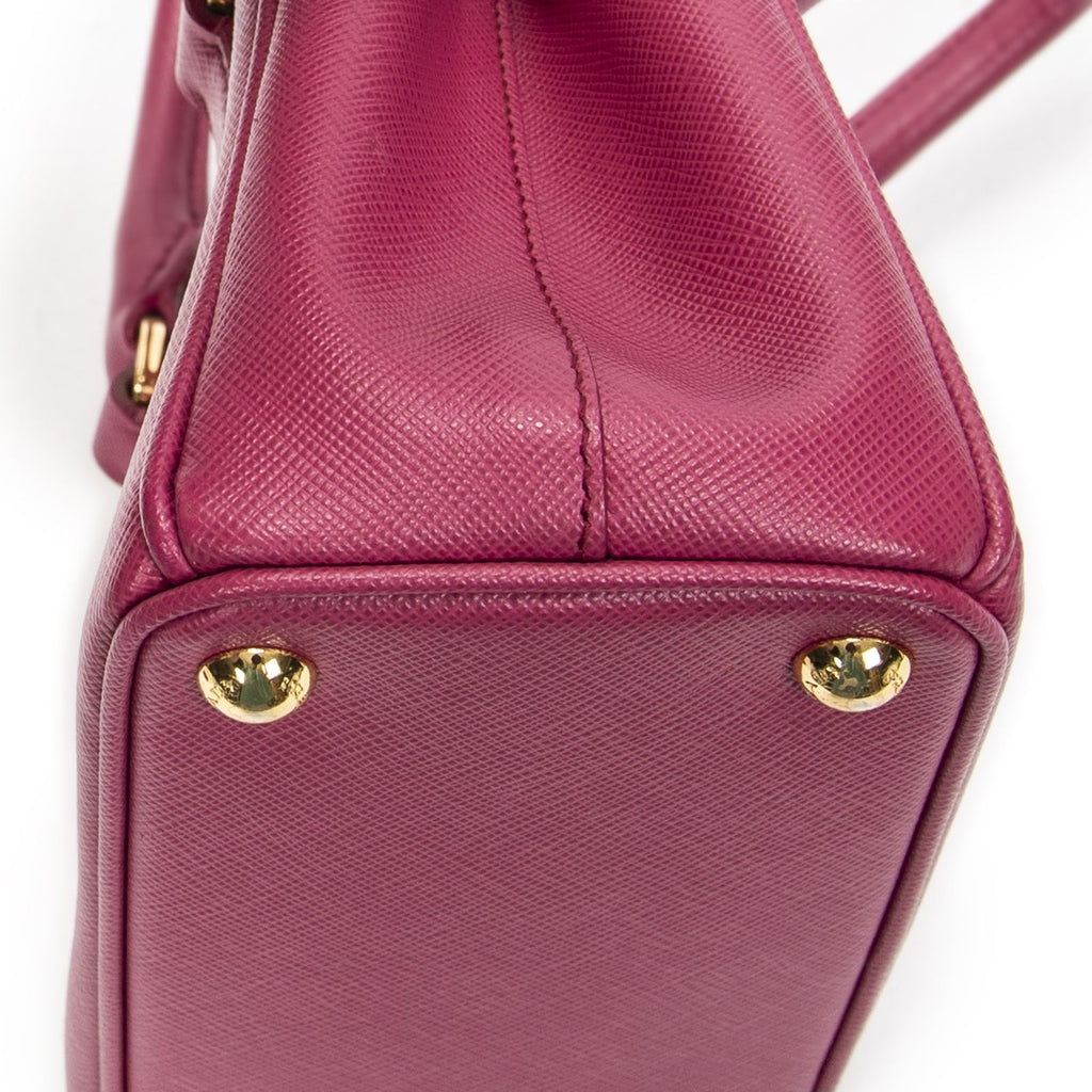 Prada Large Double Zip Galleria Tote Fuchsia Pink Saffiano Leather — view 8
