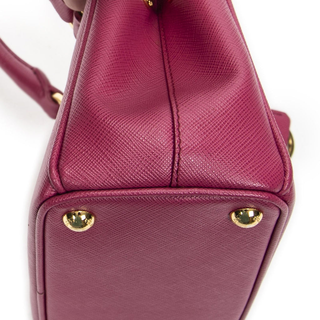 Prada Large Double Zip Galleria Tote Fuchsia Pink Saffiano Leather — view 7