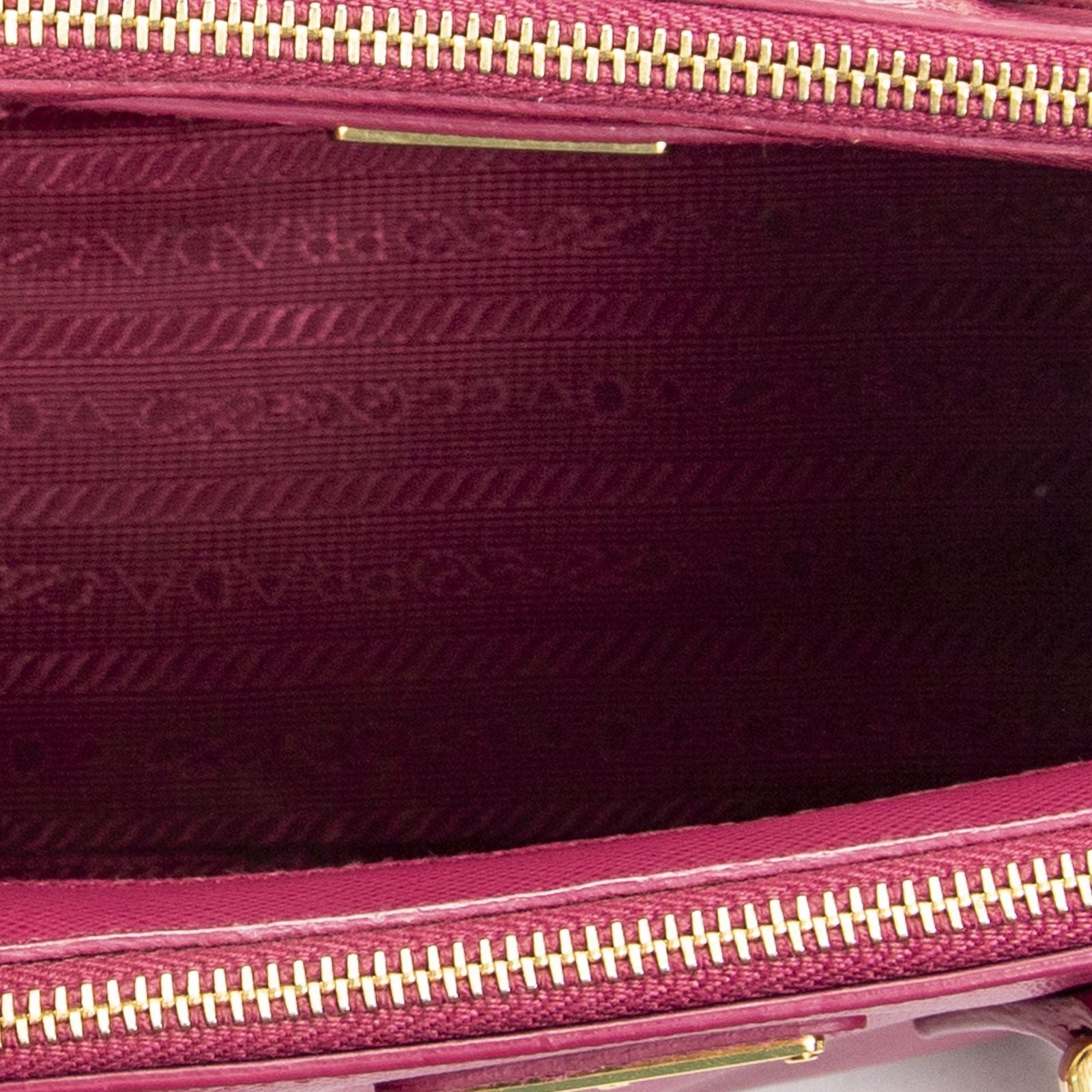 Prada Large Double Zip Galleria Tote Fuchsia Pink Saffiano Leather — view 9