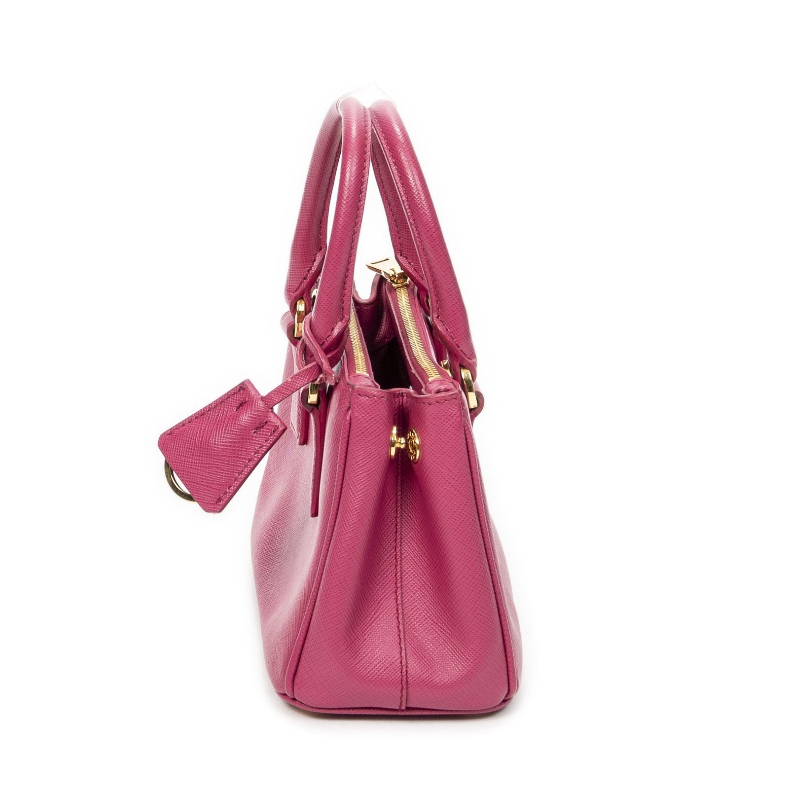 Prada Large Double Zip Galleria Tote Fuchsia Pink Saffiano Leather — view 3