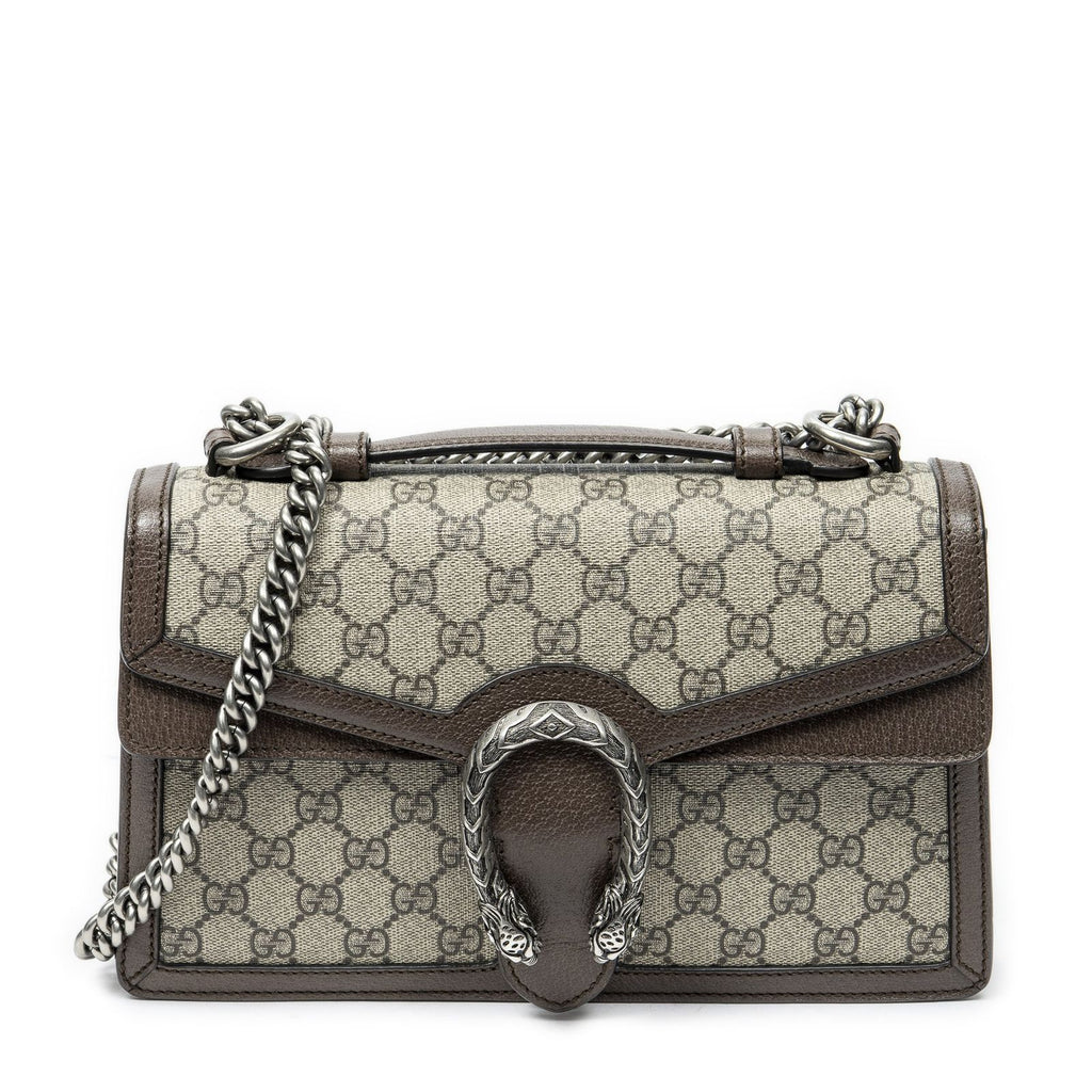 Gucci Small Dionysus Chain Crossbody Beige Brown Supreme Canvas