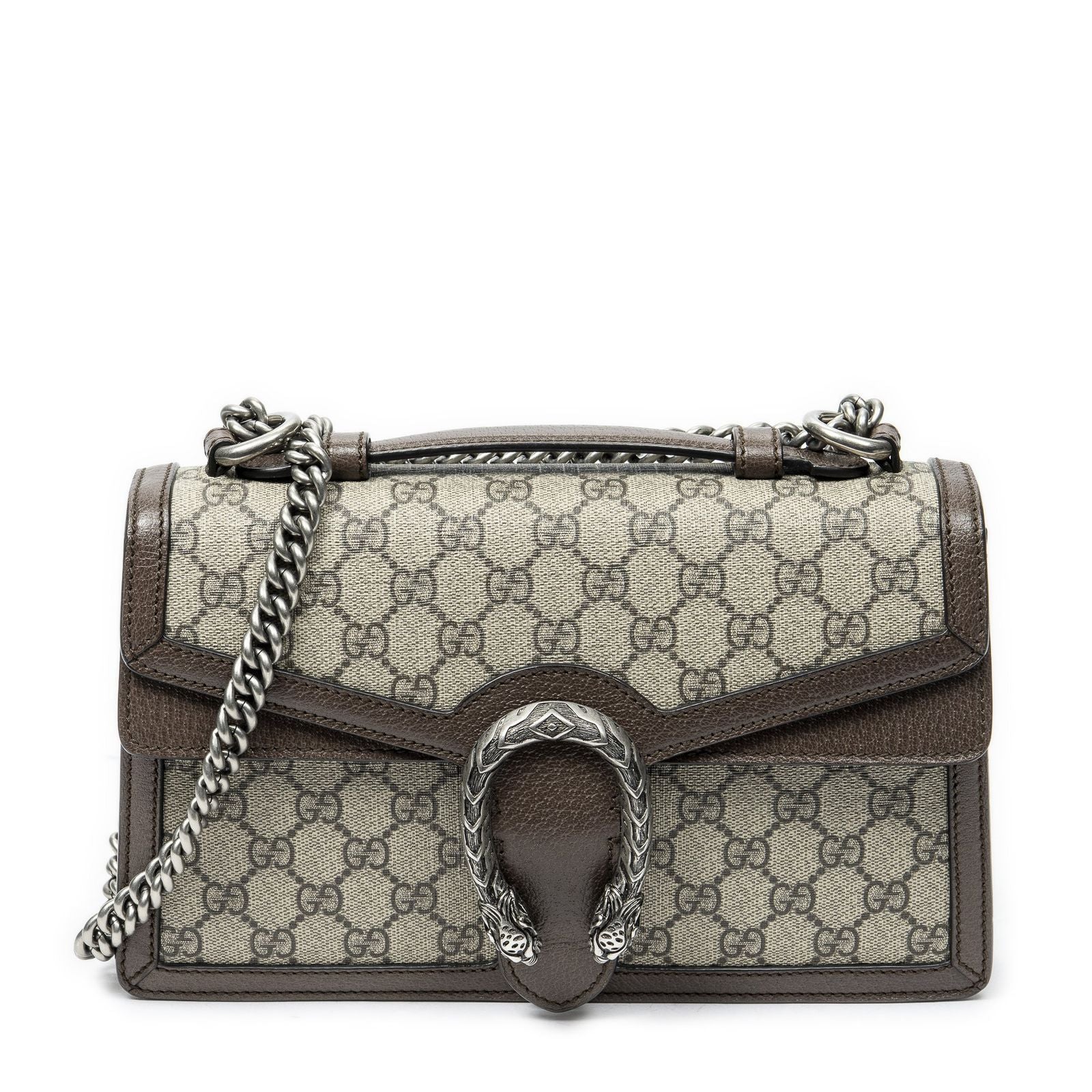 Gucci Small Dionysus Chain Crossbody Beige Brown Supreme Canvas