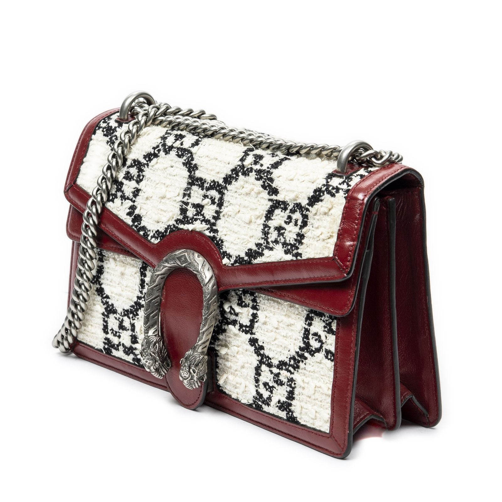 Gucci Small Dionysus Chain Crossbody Ivory Red Tweed — view 2