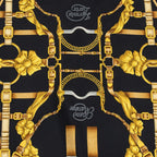 Hermes Scarf Black Red 100% Gold Twill Silk — view 8