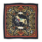 Hermes Scarf Black Red 100% Gold Twill Silk — view 7