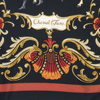 Hermes Scarf Black Red 100% Gold Twill Silk — view 9