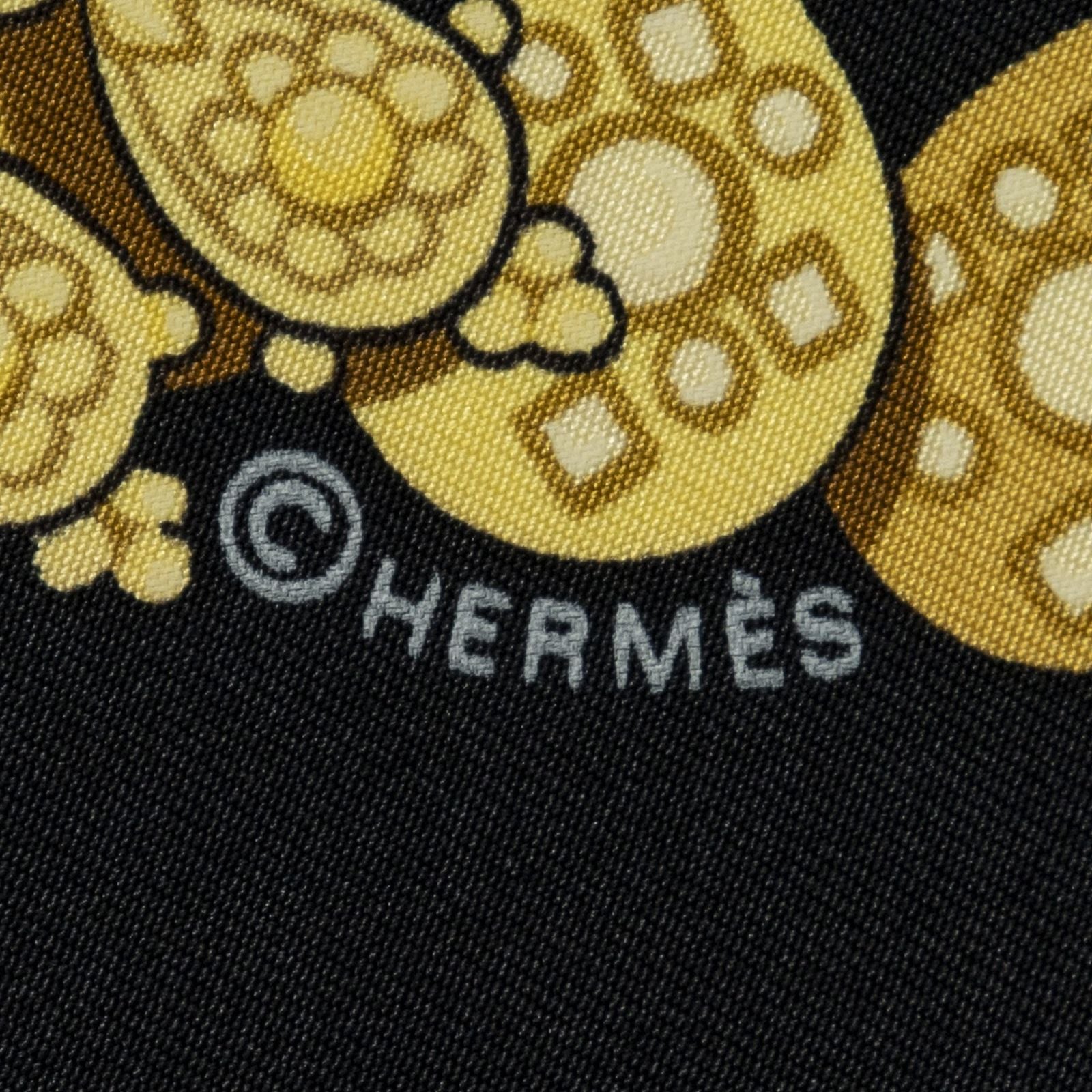 Hermes Scarf Black Gold Silk — view 9