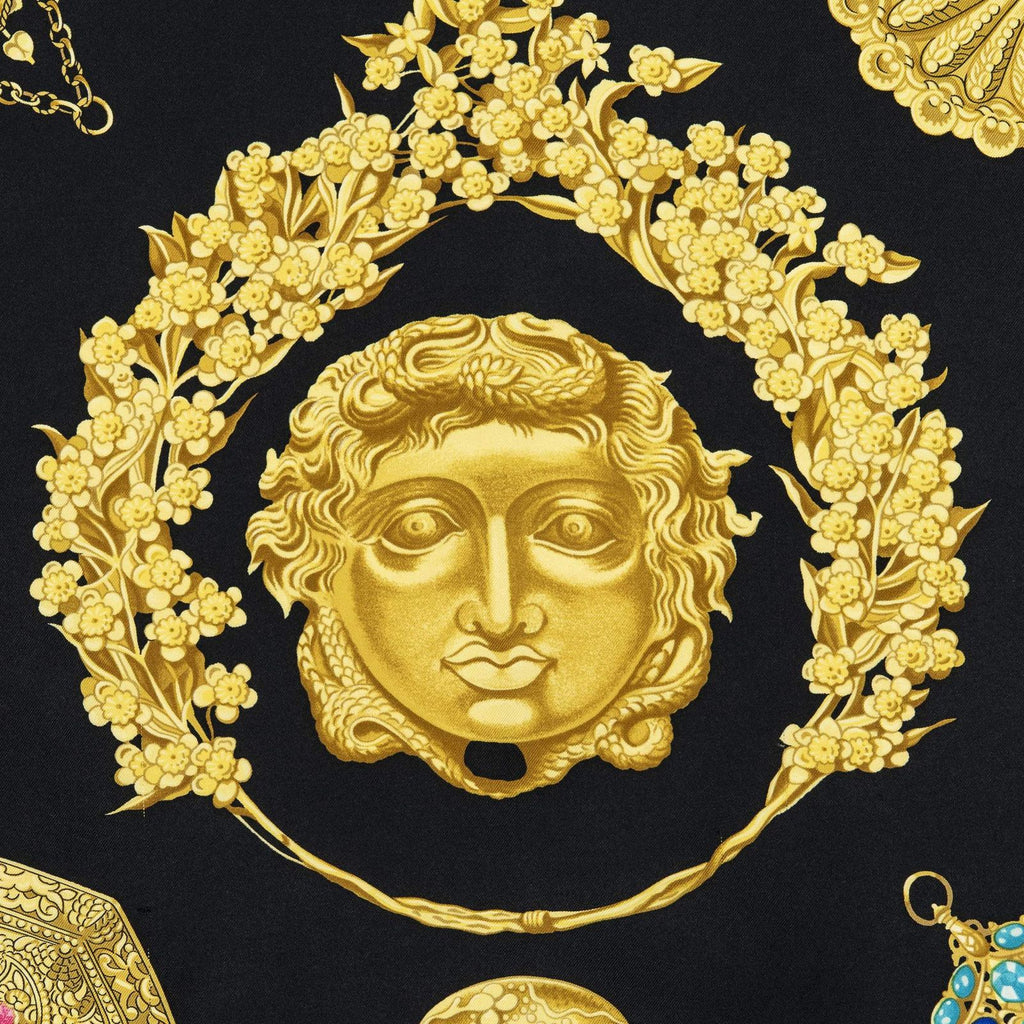 Hermes Scarf Black Gold Silk — view 3