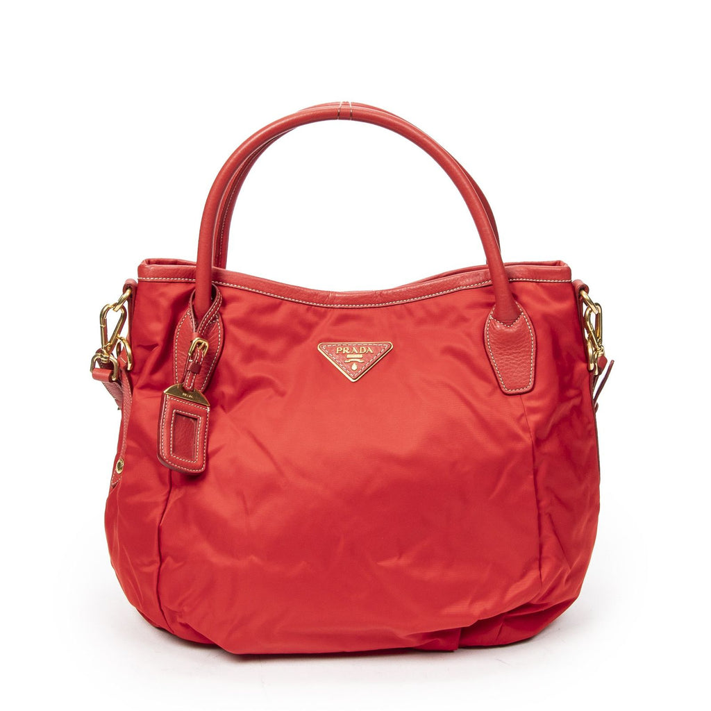 Prada Hobo Red Nylon Canvas