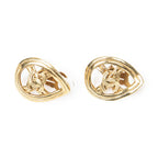 Chanel CC Logo Round Clip Type Earrings Gold Plated