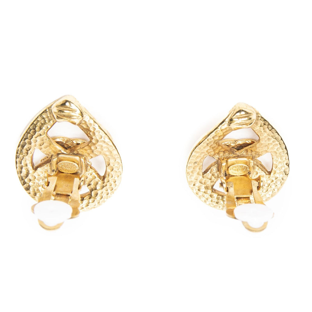 Chanel CC Logo Round Clip Type Earrings Gold Plated — view 3