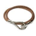 Hermes Jumbo Hook Double Tour Bracelet Brown Calfskin Leather