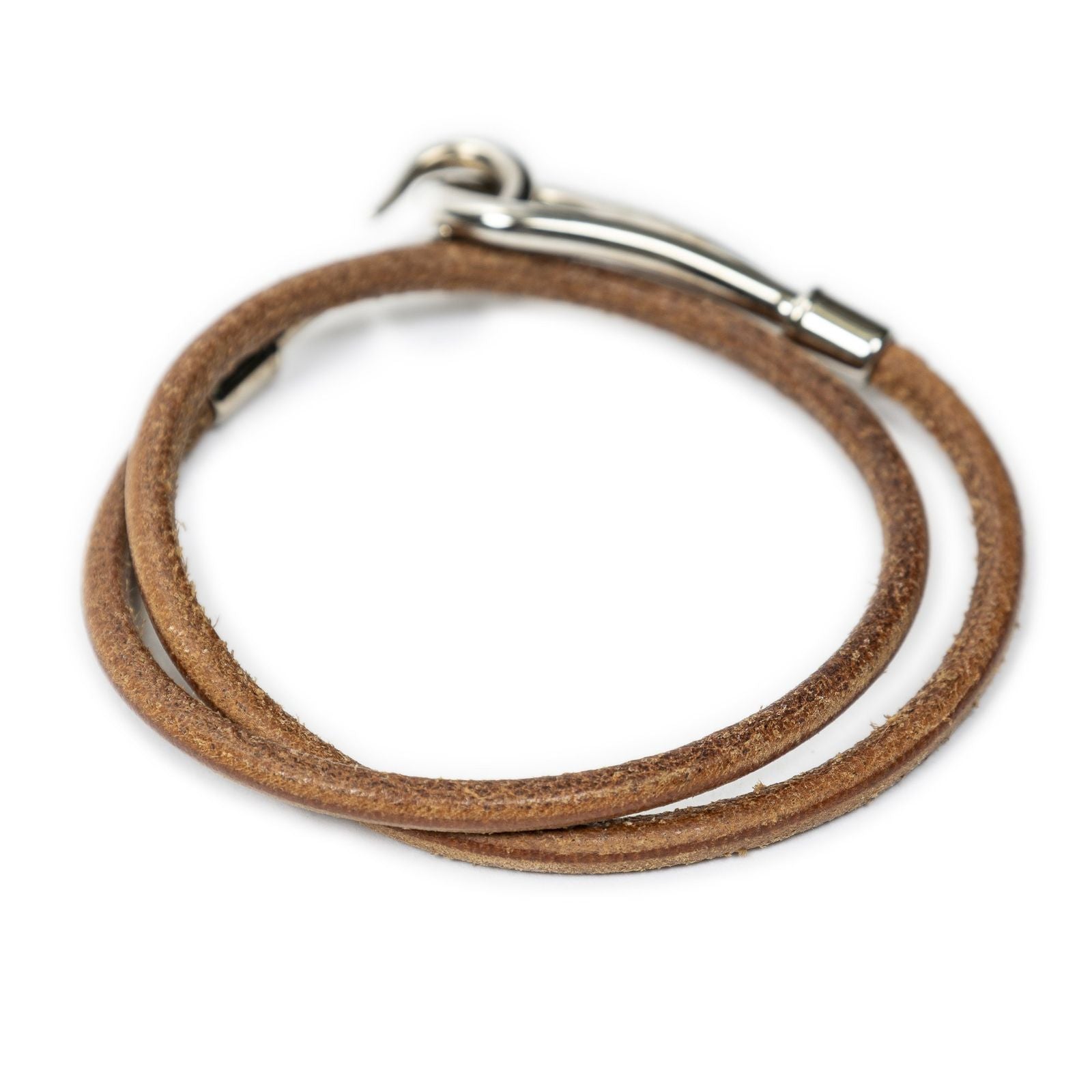 Hermes Jumbo Hook Double Tour Bracelet Brown Calfskin Leather — view 5