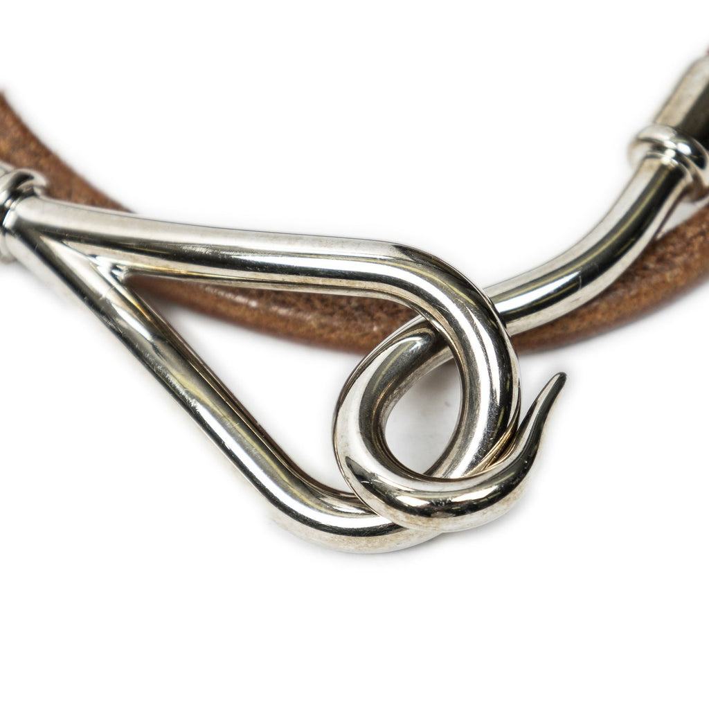 Hermes Jumbo Hook Double Tour Bracelet Brown Calfskin Leather — view 6