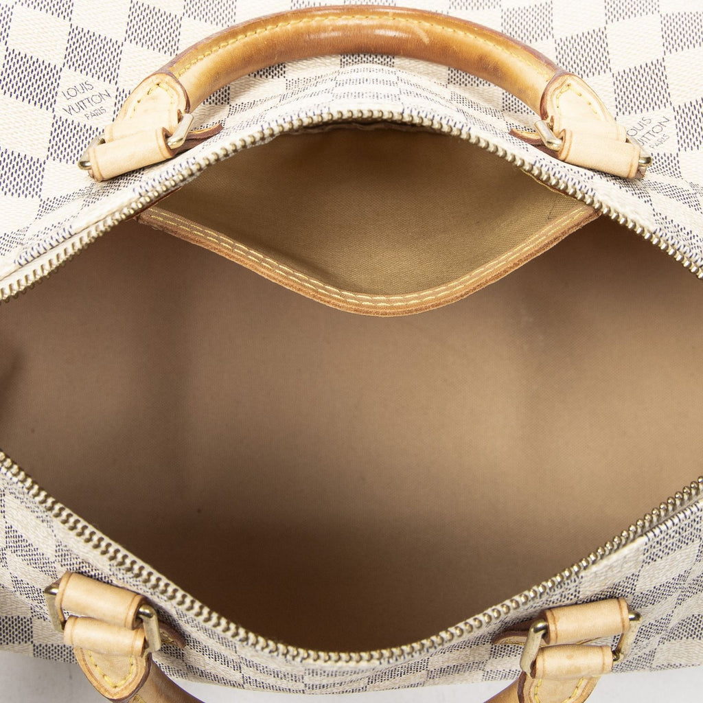 Louis Vuitton Speedy Ivory Damier Azur Handbag — view 9