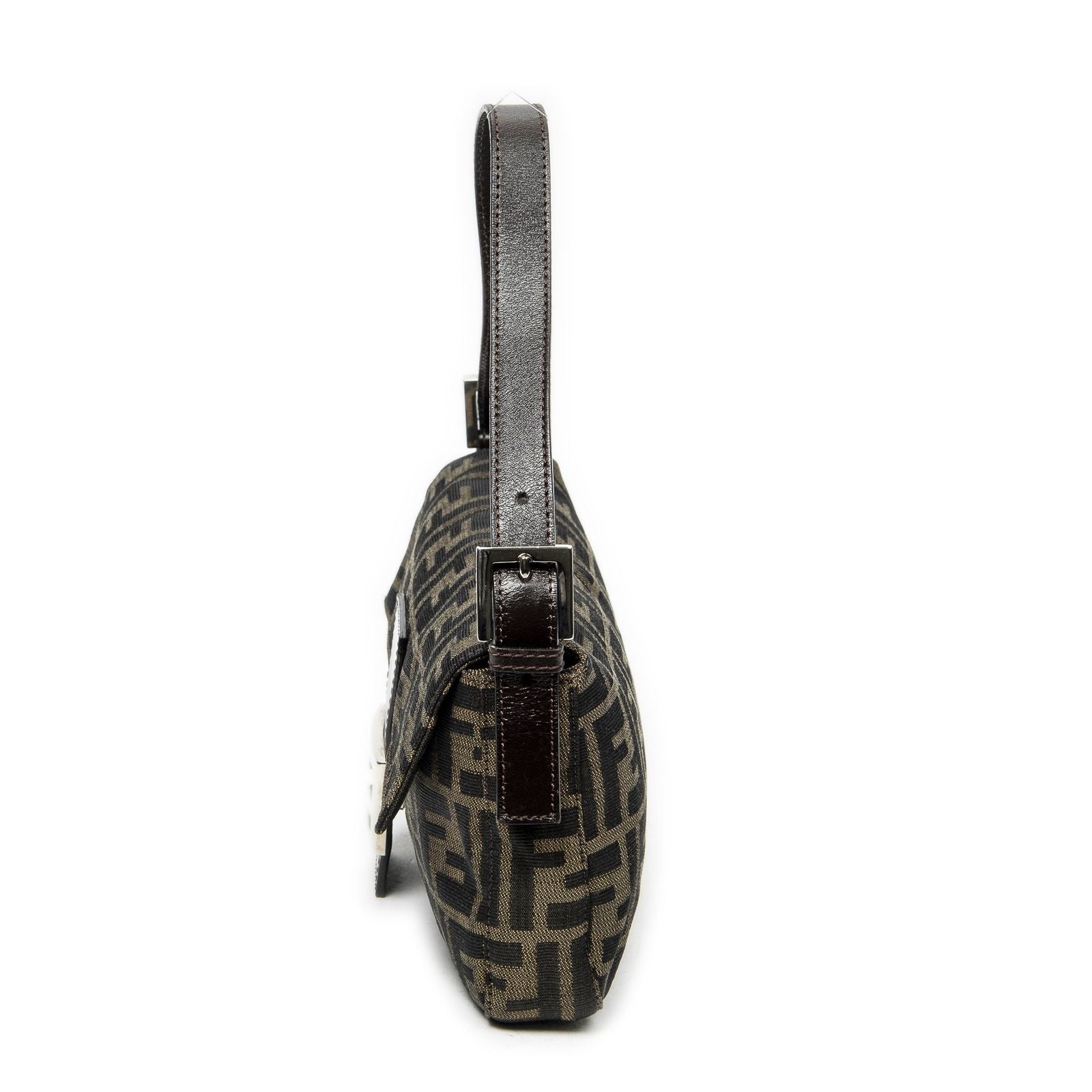 Fendi Baguette Khaki Color Brown Zucca Canvas Messenger — view 3