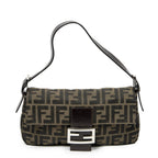 Fendi Baguette Khaki Color Brown Zucca Canvas Messenger