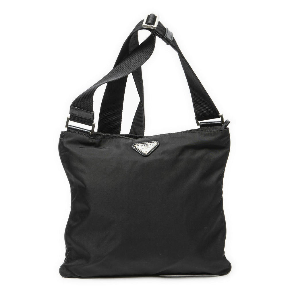 Prada Square Flat Crossbody Black Nylon Canvas