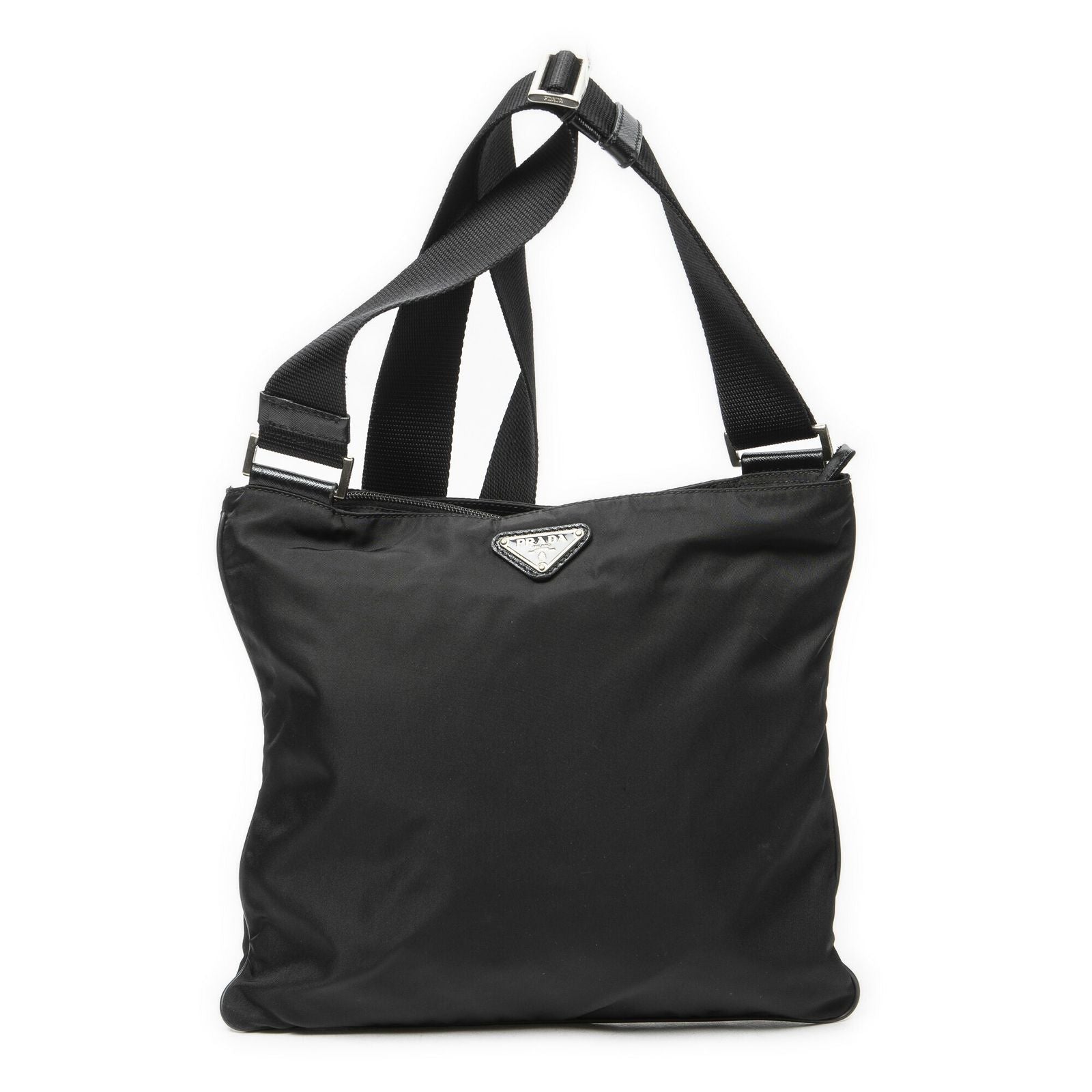 Prada Square Flat Crossbody Black Nylon Canvas