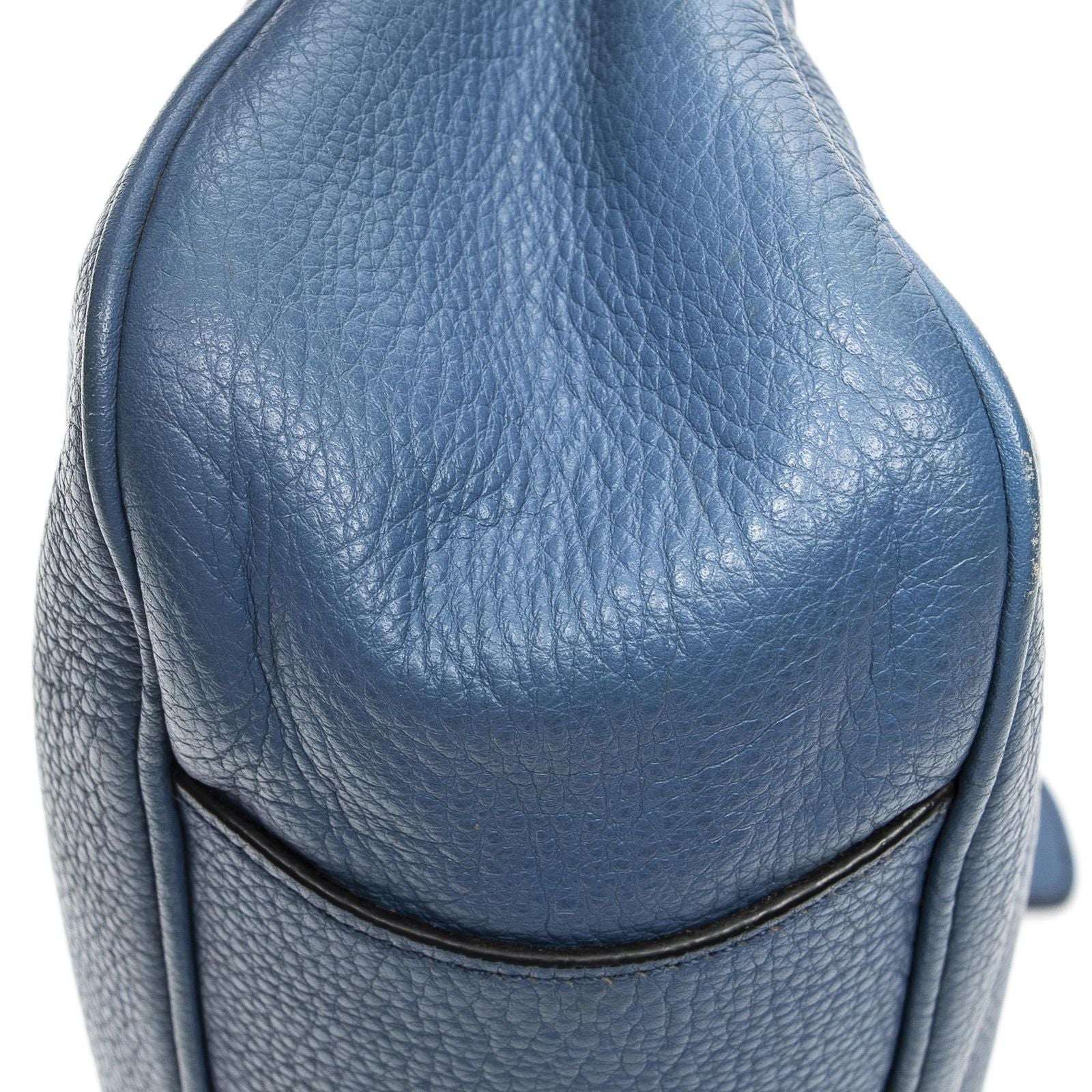 Prada Buckle Zip Hobo Blue Vitello Phoenix — view 7