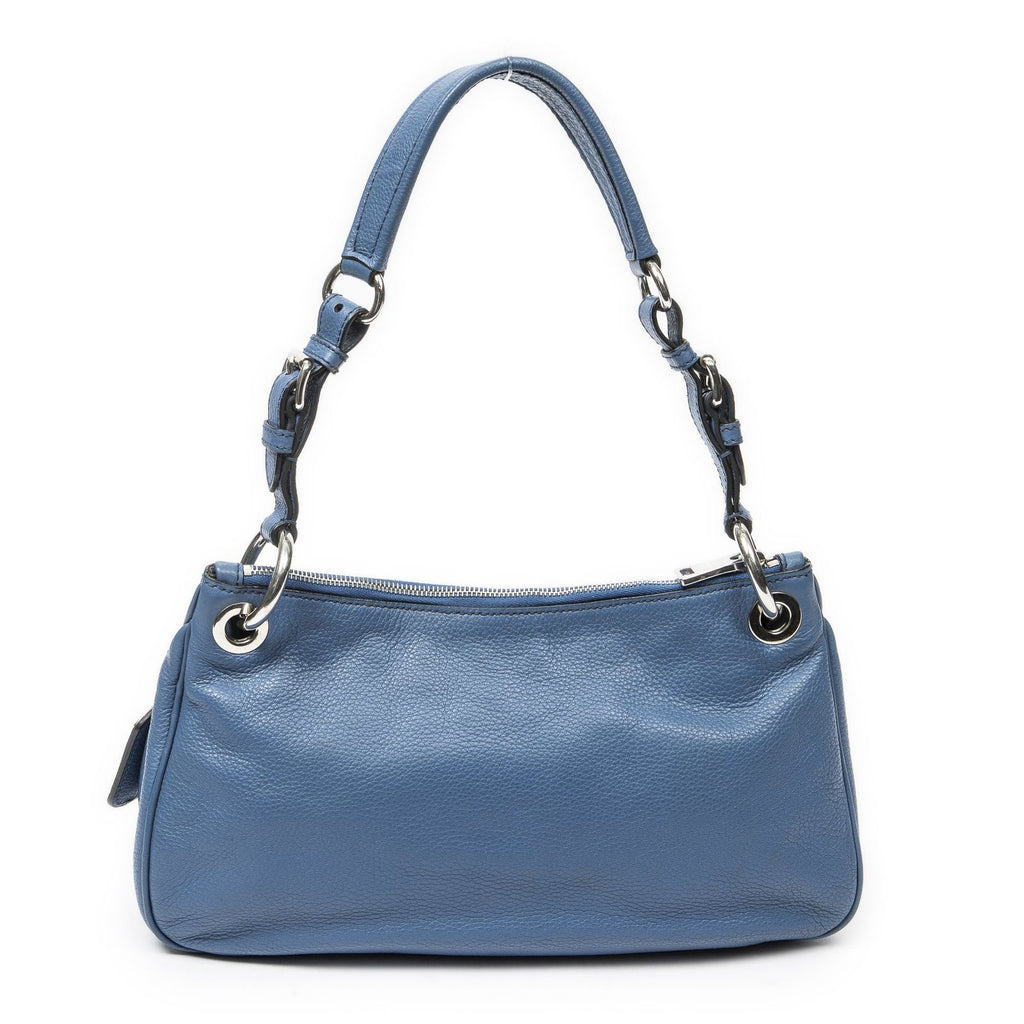 Prada Buckle Zip Hobo Blue Vitello Phoenix — view 5