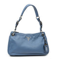 Prada Buckle Zip Hobo Blue Vitello Phoenix