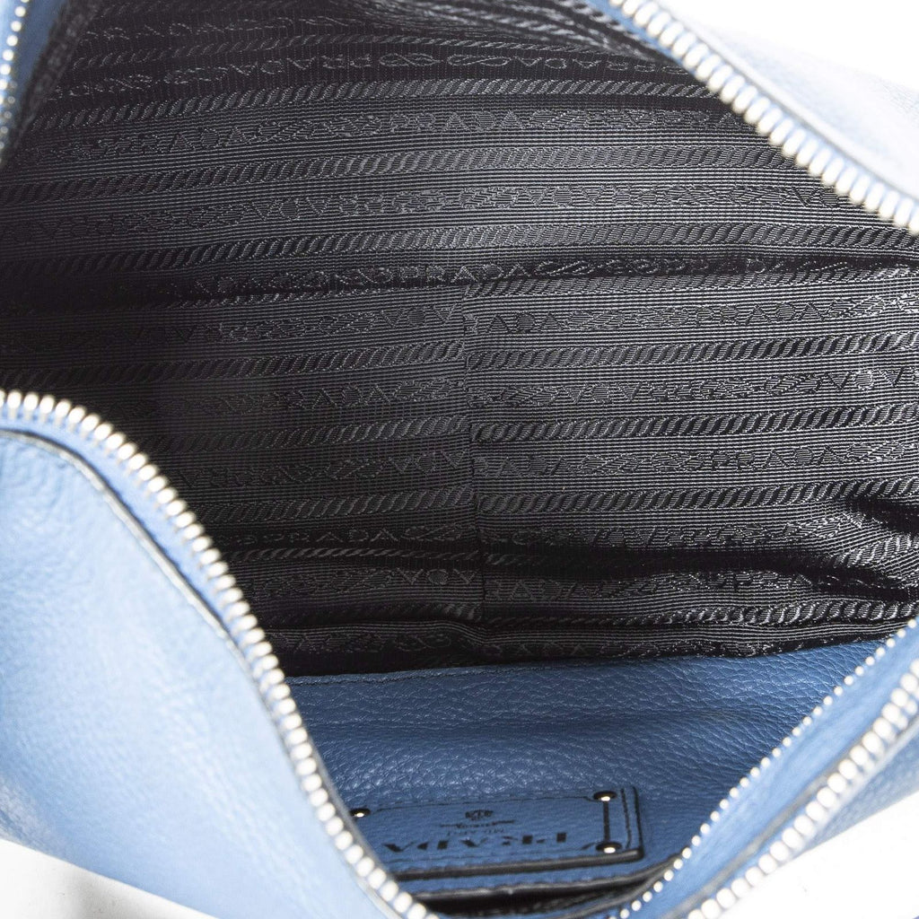 Prada Buckle Zip Hobo Blue Vitello Phoenix — view 9