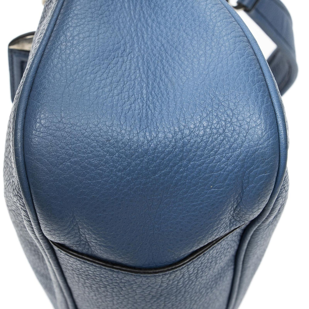 Prada Buckle Zip Hobo Blue Vitello Phoenix — view 8